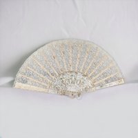 Vintage Chinese Folding Fan Decor | Lace and Plastic | 18" Wide | Unique Home Decor | Gift for Her