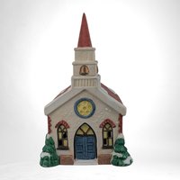 Vintage 1991 Ceramic Saint Mary's Church Village House | Lighted Christmas Village Building | Holiday Decor | Collectible Figurine