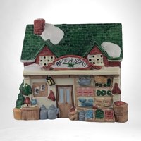 Vintage 1990 Rex and Lee Brown Sons Village House | Lighted Christmas Village | Ceramic Christmas House | Holiday Decor
