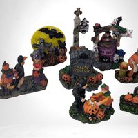 Vintage Halloween Village Accessories | Spooky Town Collection | Resin Figures | Halloween Decor