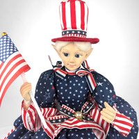 Vintage Cynthia Rowley 4th of July Elf | Patriotic Doll | Red, White, and Blue | Americana Decor