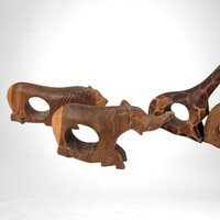 Vintage Set of 5 Hand Carved Wood Animal Napkin Rings, African Safari Theme, Rustic Decor, Tabletop Accents, Imperfect