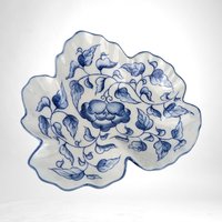 Vintage Andrea by Sadek Trinket Dish | Blue and White Porcelain Dish | Leaf Shaped Dish | Ring Dish | Vanity Tray