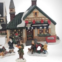 Vintage Victorian Village Candle Holder Set, Christmas Village, Ceramic Houses, Figurines, Holiday Decor, Table Centerpiece, Mantle Decor