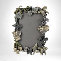 Vintage Sicura Metal and Enamel Picture Frame, Floral Butterfly Design, 4x6 Photo, Home Decor, Gift for Her