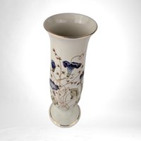 Vintage Zsolnay Hungary Vase, Porcelain Vase, Blue Flower Vase, Hand Painted Floral Vase, Home Decor, Gift for Collector