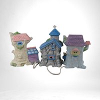 Ceramic Easter Village Houses, Set of 3 Light Up Easter Decor, Easter Decorations, Spring Decor, Easter Bunny Village, Gift for Collector