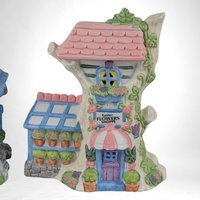 Ceramic Easter Village Houses, Set of 3 Light Up Easter Decor, Easter Decorations, Spring Decor, Easter Bunny Village, Gift for Collector