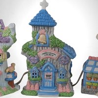 Ceramic Easter Village Houses, Set of 3 Light Up Easter Decor, Easter Decorations, Spring Decor, Easter Bunny Village, Gift for Collector