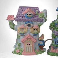 Ceramic Easter Village Houses, Set of 3 Light Up Easter Decor, Easter Decorations, Spring Decor, Easter Bunny Village, Gift for Collector
