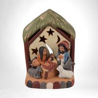 Vintage Peruvian Nativity Clay Candle Holder, 10,000 Villages, Fair Trade, Home Decor, Christmas Gift