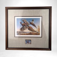 Vintage 1986 Minnesota Pheasant Stamp Print Framed, Signed James A. Meger, Wildlife Art, Hunting Decor, Cabin Decor, Gift for Hunter