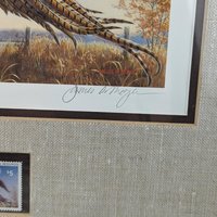 Vintage 1986 Minnesota Pheasant Stamp Print Framed, Signed James A. Meger, Wildlife Art, Hunting Decor, Cabin Decor, Gift for Hunter
