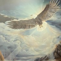 Vintage Dave Krech "On the Wings of Freedom" Framed Eagle Print, Wildlife Art, Inspirational Home Decor, American Bald Eagle | 23x19