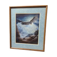 Vintage Dave Krech "On the Wings of Freedom" Framed Eagle Print, Wildlife Art, Inspirational Home Decor, American Bald Eagle | 23x19