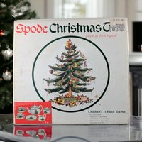 Vintage Spode Christmas Tree Children's 11-Piece Tea Set -  Royal Doulton -  Collectible China -  Holiday Gift