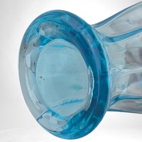 Vintage Fenton Aqua Blue Ruffled Vase, Hand Painted Floral, Victorian Style,  Art Glass, Home Decor, Wedding Gift,  9" Tall