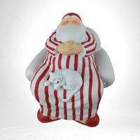 Vintage Dept 56 "Cat Nap" Santa,  Christmas Decor,  Sleeping Santa Figurine,  Holiday Decor,  Collectible Santa,  Cat Lover Gift