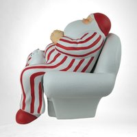 Vintage Dept 56 "Cat Nap" Santa,  Christmas Decor,  Sleeping Santa Figurine,  Holiday Decor,  Collectible Santa,  Cat Lover Gift