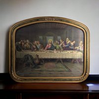 Vintage Bronozetti Last Supper Framed Print,  Religious Wall Art,  Christian Decor,  Vintage Home Decor,  Dining Room Art, 18.5x22.5"