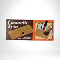 Vintage 1970s Cosmetic Trio Set | Travel Brush, Comb, and Mirror | Vanity Set