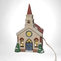 Vintage 1991 Ceramic Saint Mary's Church Village House | Lighted Christmas Village Building | Holiday Decor | Collectible Figurine