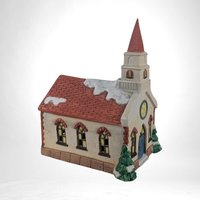 Vintage 1991 Ceramic Saint Mary's Church Village House | Lighted Christmas Village Building | Holiday Decor | Collectible Figurine