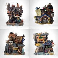 Vintage Halloween Ceramic Houses | Spooky Hollow Village | Haunted House, Bookstore, Witch Boutique | Collectible Halloween Decor