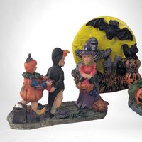 Vintage Halloween Village Accessories | Spooky Town Collection | Resin Figures | Halloween Decor