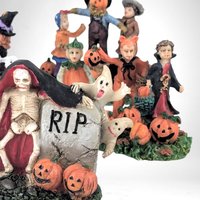 Vintage Halloween Village Accessories | Spooky Town Collection | Resin Figures | Halloween Decor