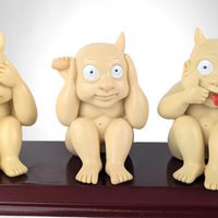 1998 Accoutrements See No Evil, Hear No Evil, Speak No Evil Imps, Set of 3 Figurines, Gothic Decor, Quirky Gift