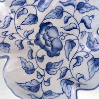 Vintage Andrea by Sadek Trinket Dish | Blue and White Porcelain Dish | Leaf Shaped Dish | Ring Dish | Vanity Tray