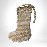 Vintage Mark Roberts Stocking Shaped Bag, Beaded Evening Bag,  Christmas Purse, Holiday Bag,  Unique Gift for Her