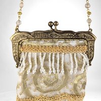 Vintage Mark Roberts Stocking Shaped Bag, Beaded Evening Bag,  Christmas Purse, Holiday Bag,  Unique Gift for Her
