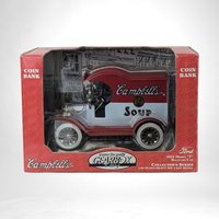 Vintage 1997 Gearbox Campbell's Soup 1912 Ford Model T Delivery Car Die Cast Bank | Collectible Red Truck | Retro Advertising Memorabilia