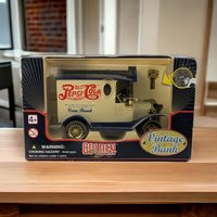 Vintage 1987 Golden Wheel Pepsi Cola Die Cast Locking Bank | Collectible Pepsi Truck | Retro Advertising Memorabilia