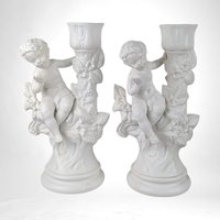 Vintage Holland Mold Cherub Candlestick Holders | Pair of Porcelain Cherubs | Angel Candle Holders | Romantic Home Decor | Wedding Decor