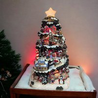 Vintage Kmart Trim A Tree Lighted Christmas Tree Village |  Christmas Village Scene |  Holiday Decor |  Tabletop Christmas Tree | 13.5"