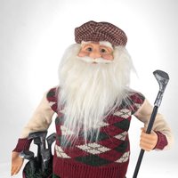 Vintage Golfing Santa Figure, Santa Claus with Argyle Sweater, Christmas Golfer Decoration, Holiday Decor, Unique Santa