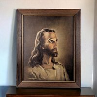 Vintage Warner Sallman "Head of Christ" Framed Print, Kriebel & Bates Religious Art, 1941 Jesus Picture, Wall Decor, 16.5" by 13"