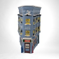 Vintage Coca-Cola Town Square Drug Store Building, Light-Up Christmas Village, 8.5" Ceramic Collectible