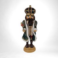 Vintage Wooden Nutcracker Music Box |  16.5" King with Scepter |  Plays Unknown Tune |  Christmas Decor | Holiday Gift