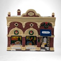 Vintage 1992 Department 56 Snow Village "Village Vet and Pet Shop" - Lighted Ceramic Building - Christmas Village Collectible