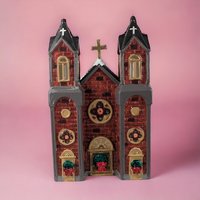 Vintage 1986 Department 56 "St. James Church" - Snowhorse Series - Lighted Ceramic Building - Christmas Village Collectible