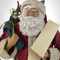 Vintage Kurt Adler Santa Claus Figurine -  Stiff Fabric with Toy Bag and Scroll -  Christmas Decor -  Collectible Santa