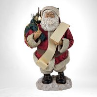 Vintage Kurt Adler Santa Claus Figurine -  Stiff Fabric with Toy Bag and Scroll -  Christmas Decor -  Collectible Santa