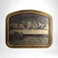 Vintage Bronozetti Last Supper Framed Print,  Religious Wall Art,  Christian Decor,  Vintage Home Decor,  Dining Room Art, 18.5x22.5"