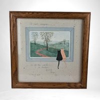 D. Morgan Cat Print, Framed Cat Art, Friendship Gift, "I Can't Imagine" Print, 1990s Home Decor, Cat Lover Gift, Vintage Wall Art