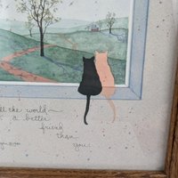 D. Morgan Cat Print, Framed Cat Art, Friendship Gift, "I Can't Imagine" Print, 1990s Home Decor, Cat Lover Gift, Vintage Wall Art