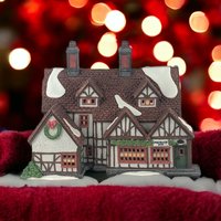 Vintage 1991 Dept 56 Dickens' Village "Ashbury Inn" |  Lighted Porcelain House | Christmas Village Collectible | Holiday Decor